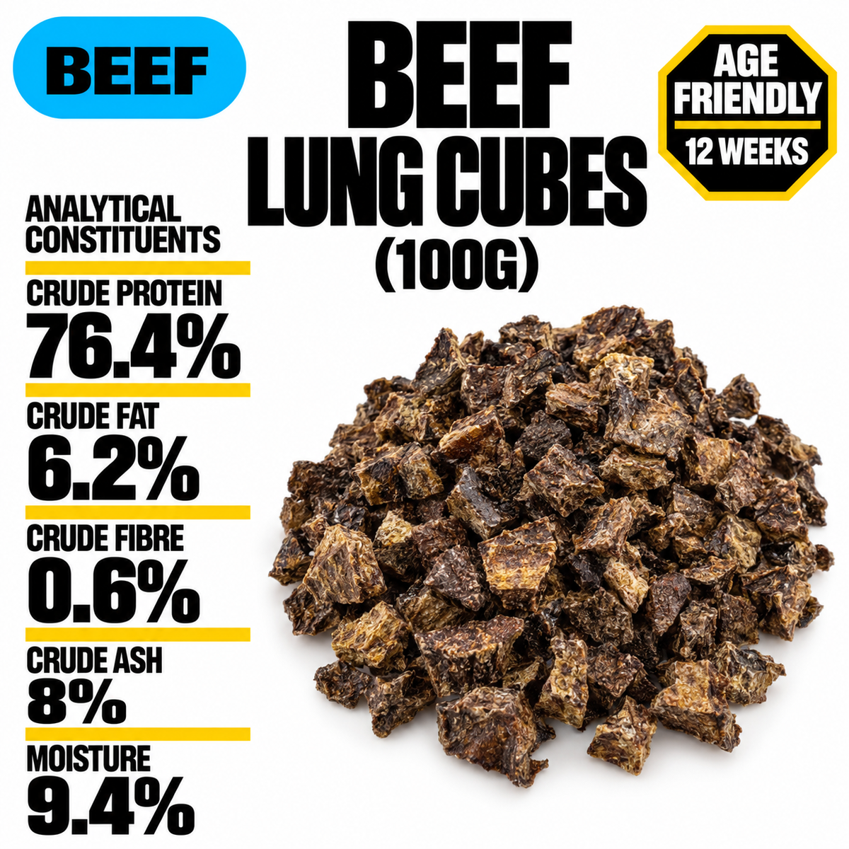 Beef Lung Cubes (100g)