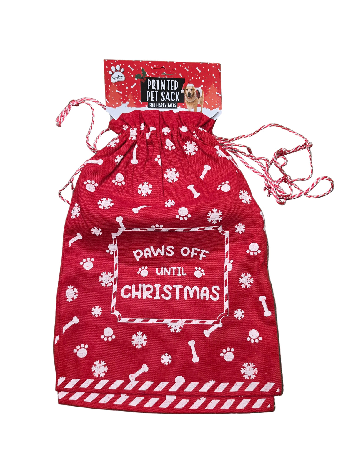 Christmas Printed Pet Sack Paws Off Until Christmas