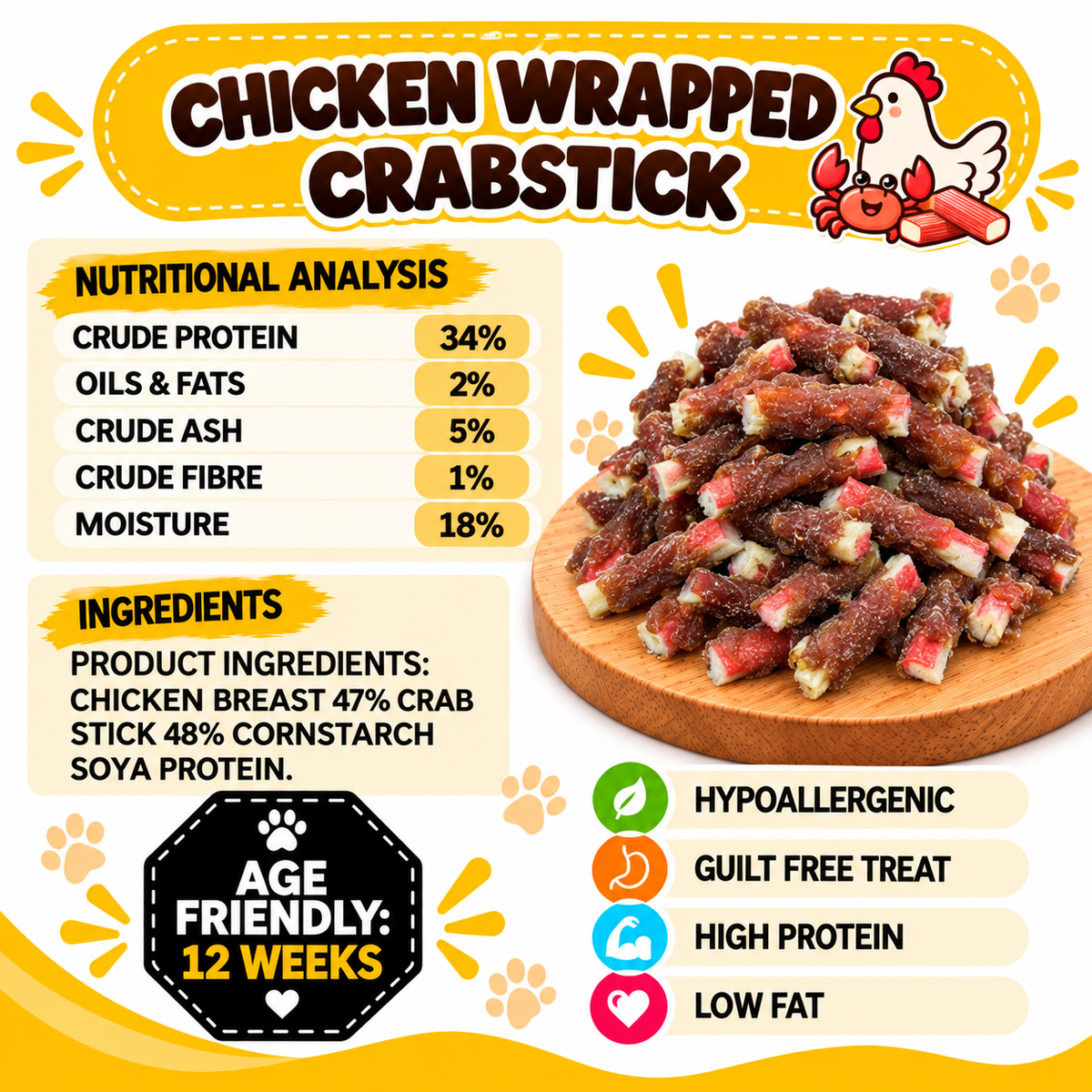 Chicken Wrapped Crabsticks Dog Treats