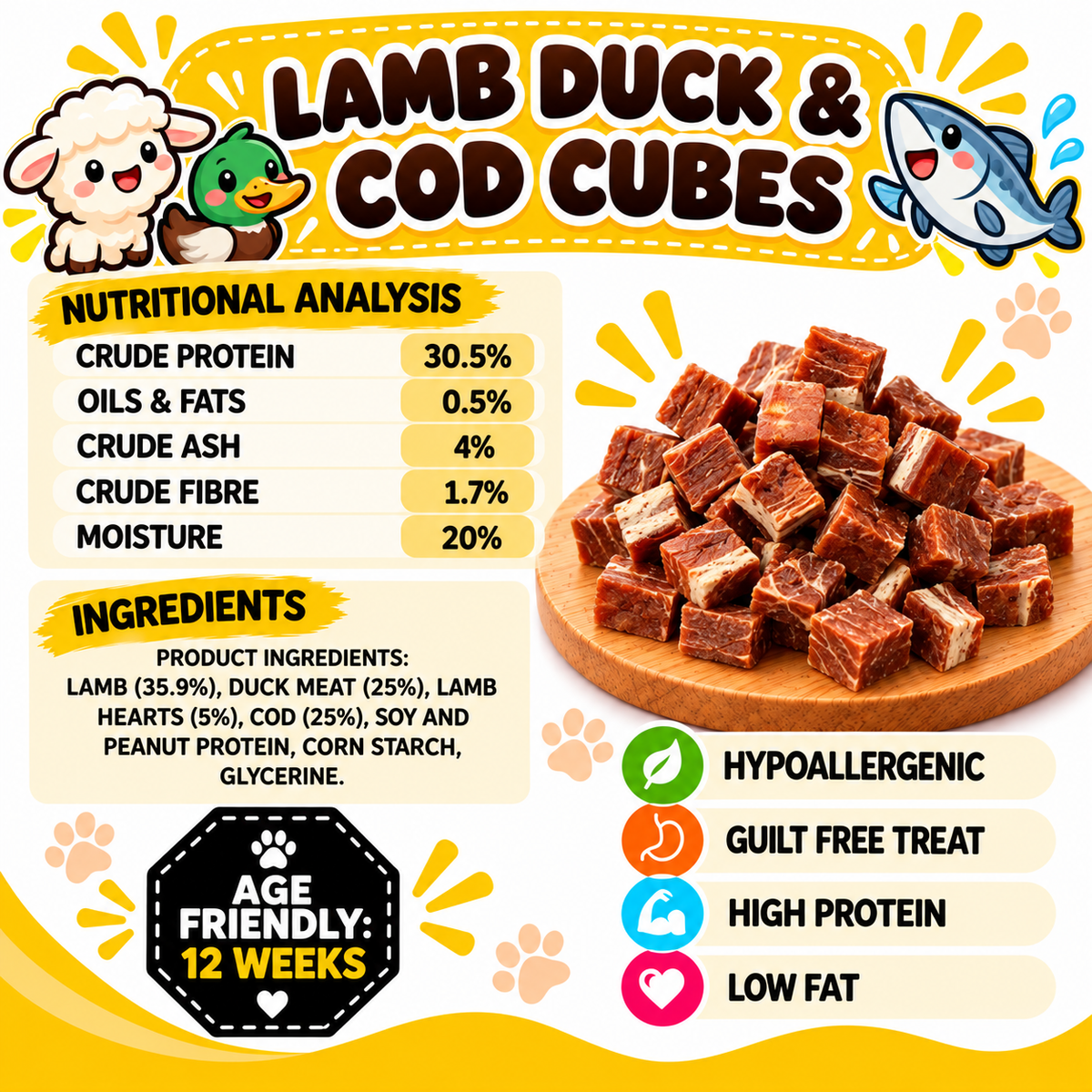 Lamb Duck & Cod Cubes Dog Treats