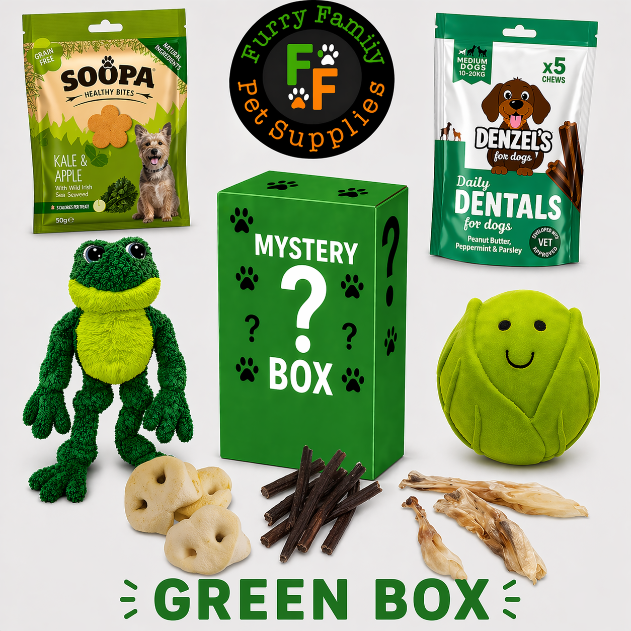 GREEN MYSTERY BOX FOR DOGS