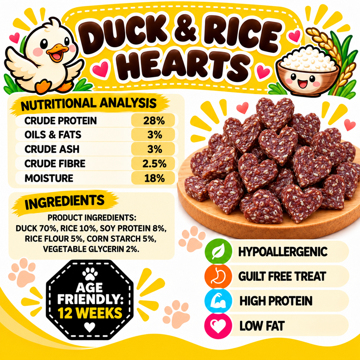 Duck & Rice Hearts Dog Treats