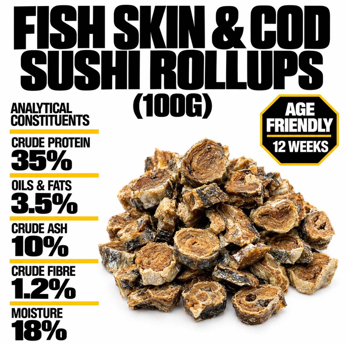Fish Skin & Cod Sushi Rollups (100g)
