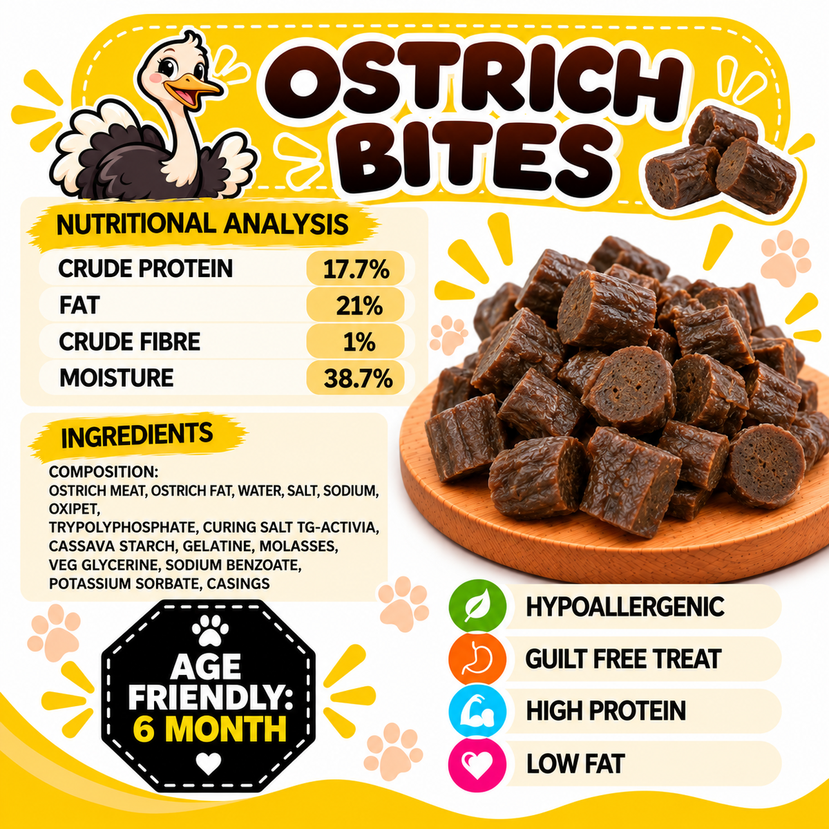 Ostrich Bites Dog Treats