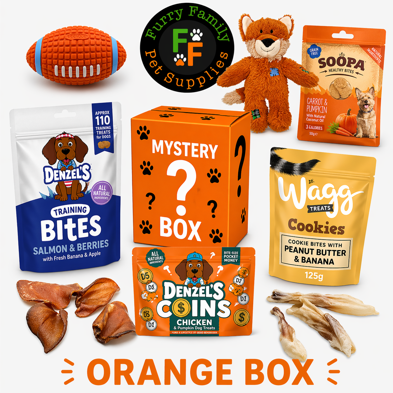 ORANGE MYSTERY BOX FOR DOGS