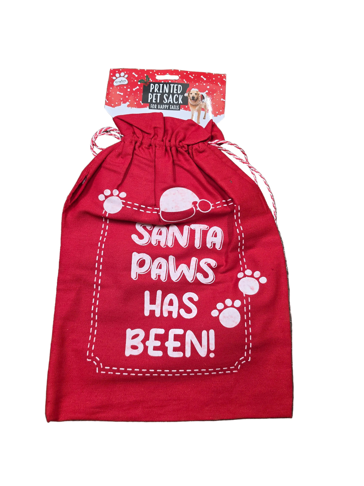 Christmas Printed Pet Sack Santa Paws Has Been