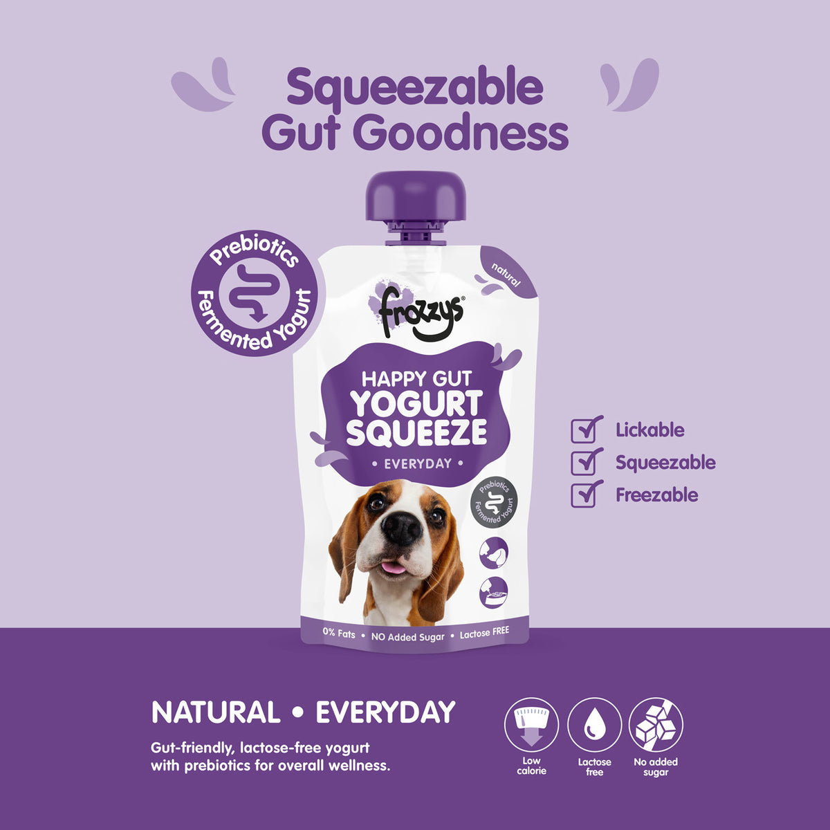 Frozzys Happy Gut Natural Yogurt Squeeze Dog Treat 100g