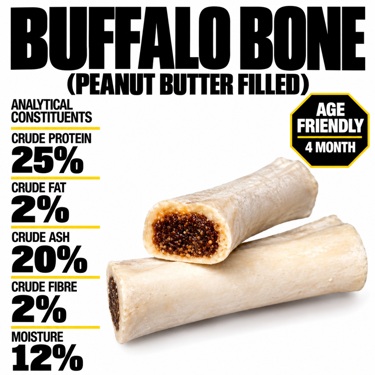 Peanut Butter Filled Buffalo Bone (single)