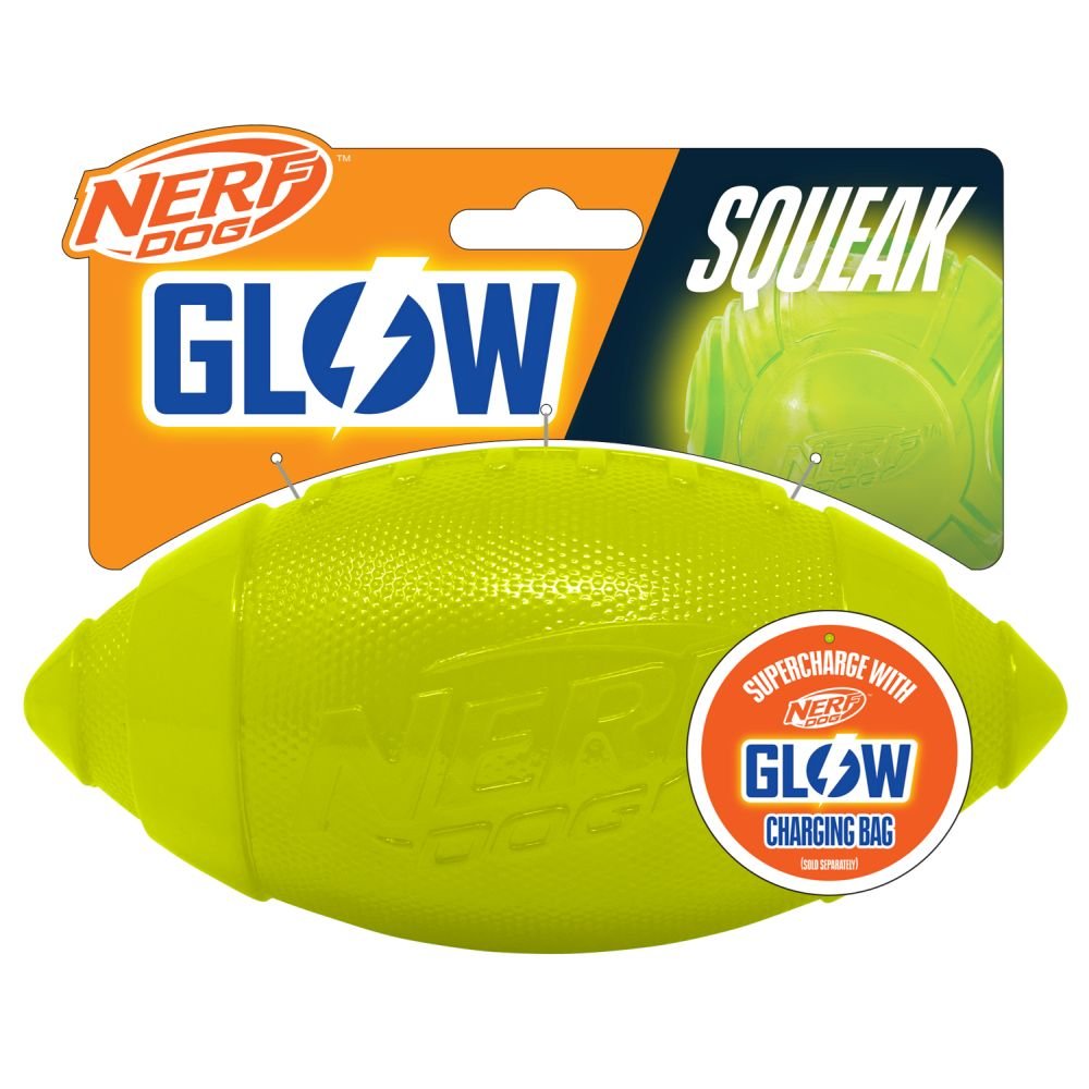 Nerf Dog TPR Ultra Glow Classic Squeak Football Green 7in