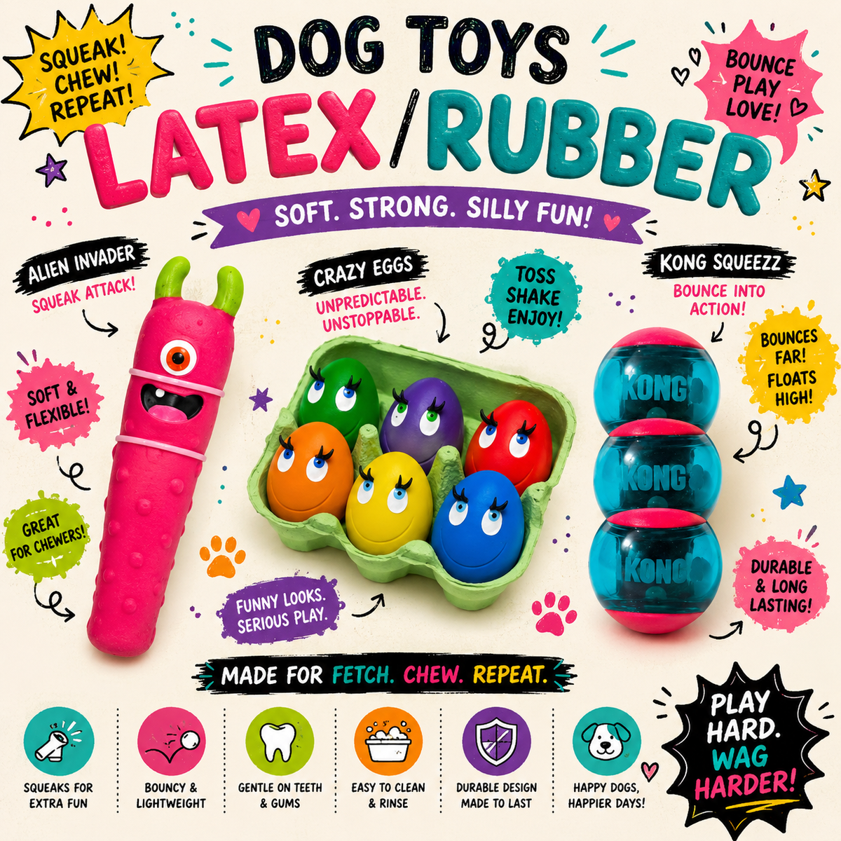 Latex/Rubber Dog Toys