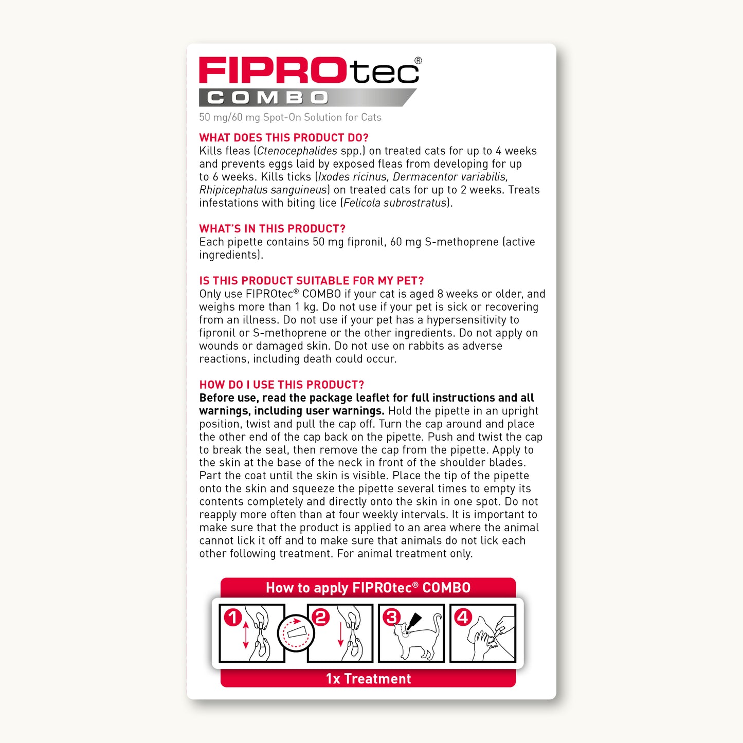 Beaphar FIPROtec® COMBO Flea & Tick Spot-On for Cats