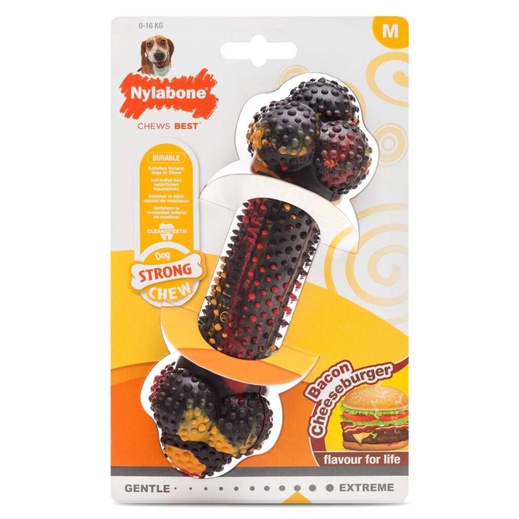 Nylabone Bacon Cheeseburger Bone Dog Toy