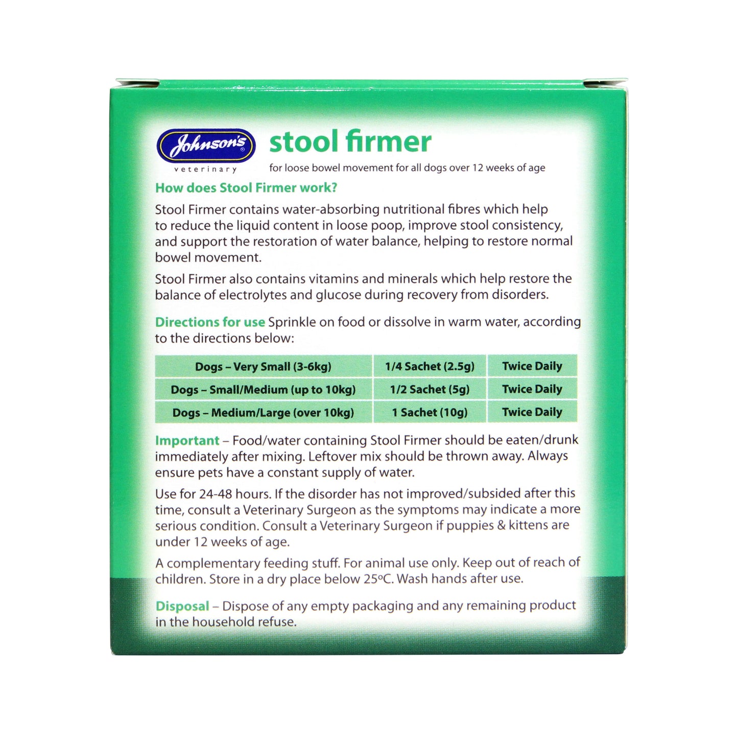 Johnson's Veterinary Stool Firmer for Cats & Dogs