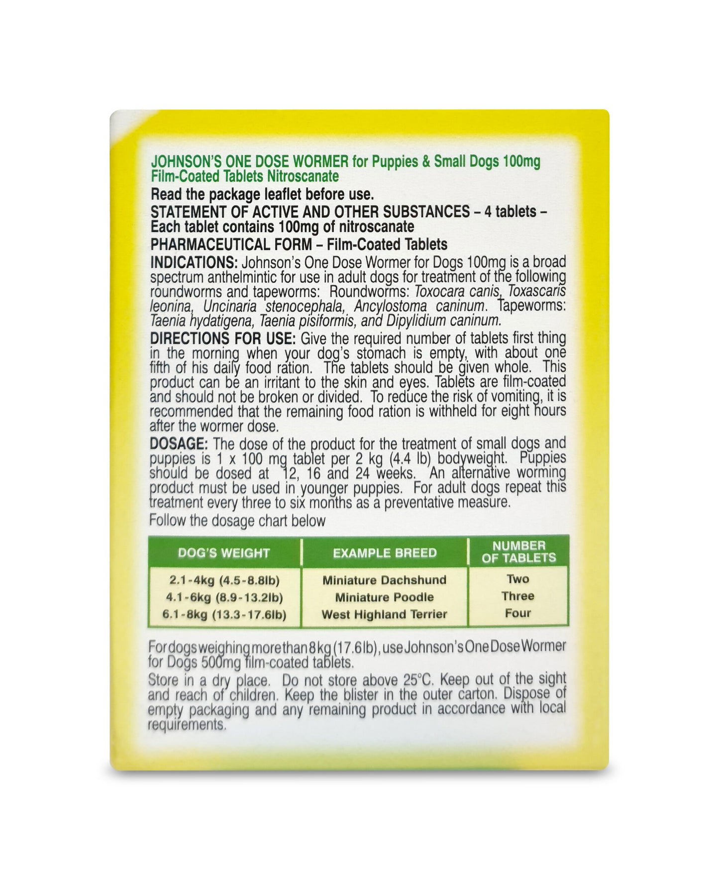 Johnson's Veterinary One Dose Wormer Tablets for Dogs