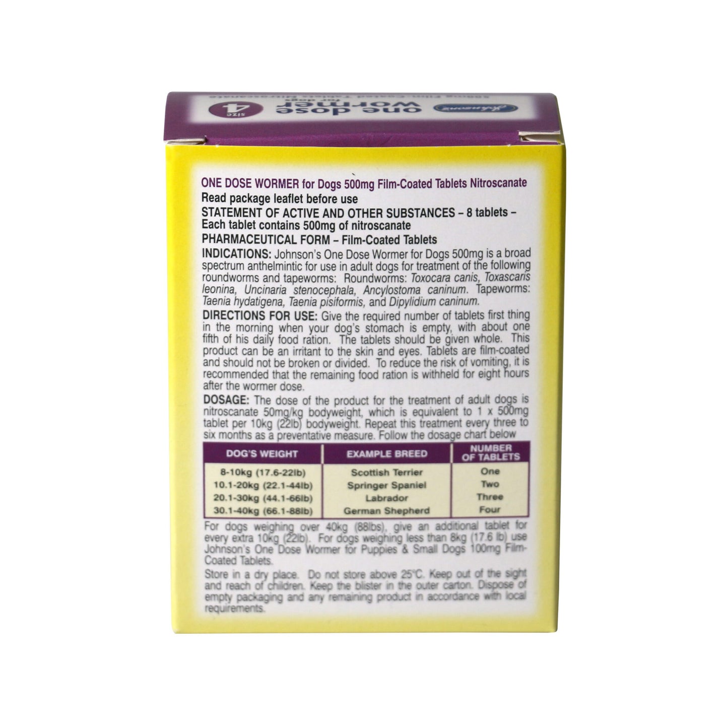Johnson's Veterinary One Dose Wormer Tablets for Dogs