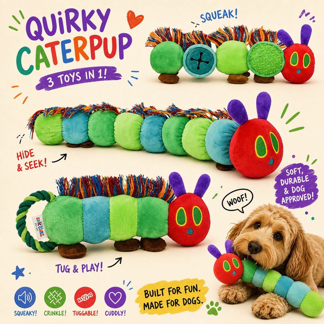 Eric Carle Hungry Caterpillar Dog Toys