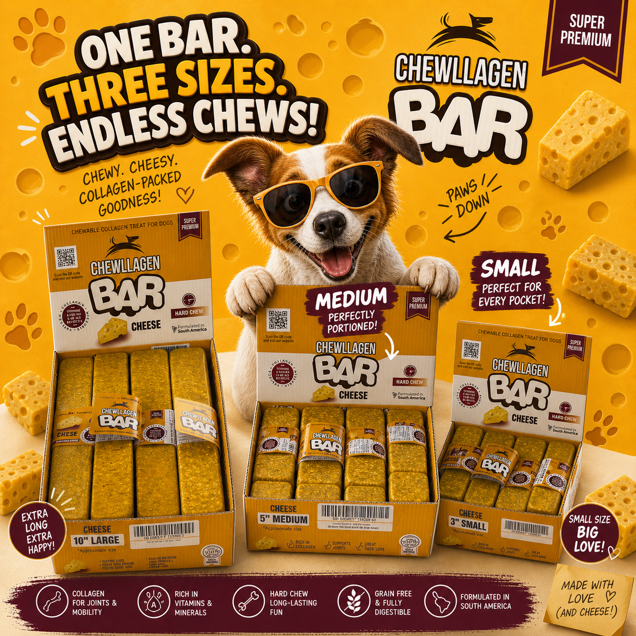 Chewllagen Cheese Bars Long Lasting Collagen Rich