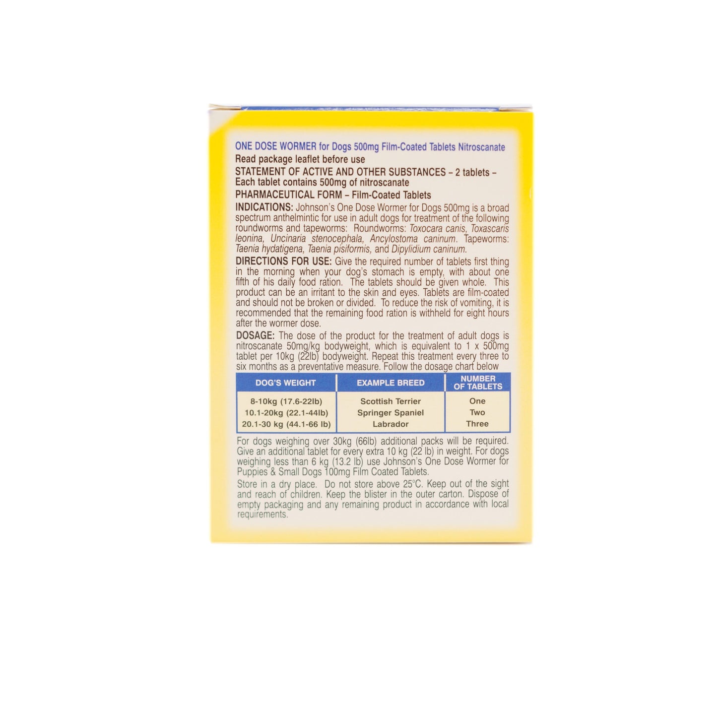 Johnson's Veterinary One Dose Wormer Tablets for Dogs
