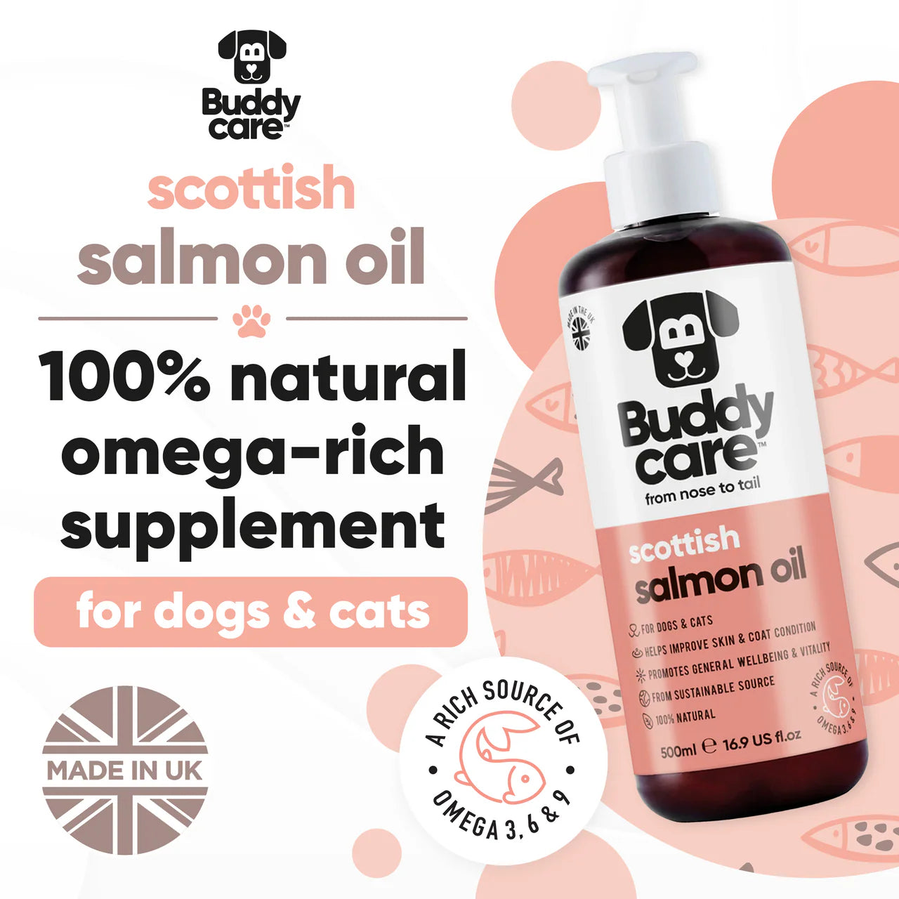 Buddycare Scottish Salmon Oil for Dogs & Cats 500ml