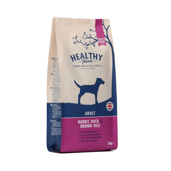 LAUNCHING SOON! Healthy Paws Rabbit, Duck & Brown Rice 2kg (Adult)