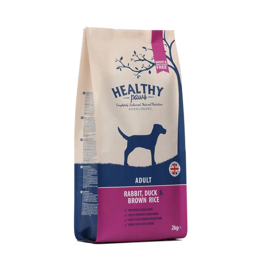 LAUNCHING SOON! Healthy Paws Rabbit, Duck & Brown Rice 2kg (Adult)