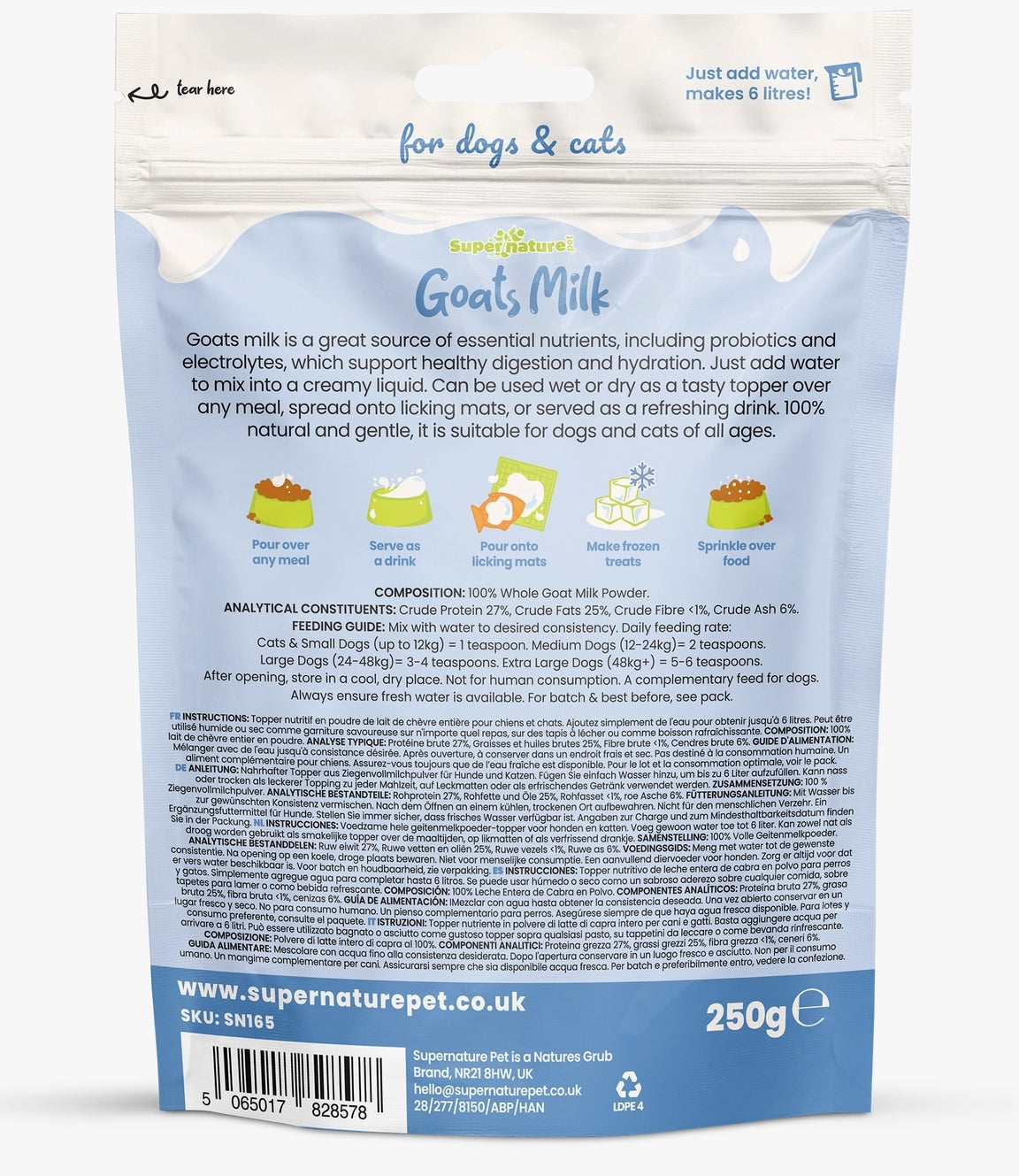 Supernature Goats Milk Powder | Natural Food Topper For Dogs & Cats