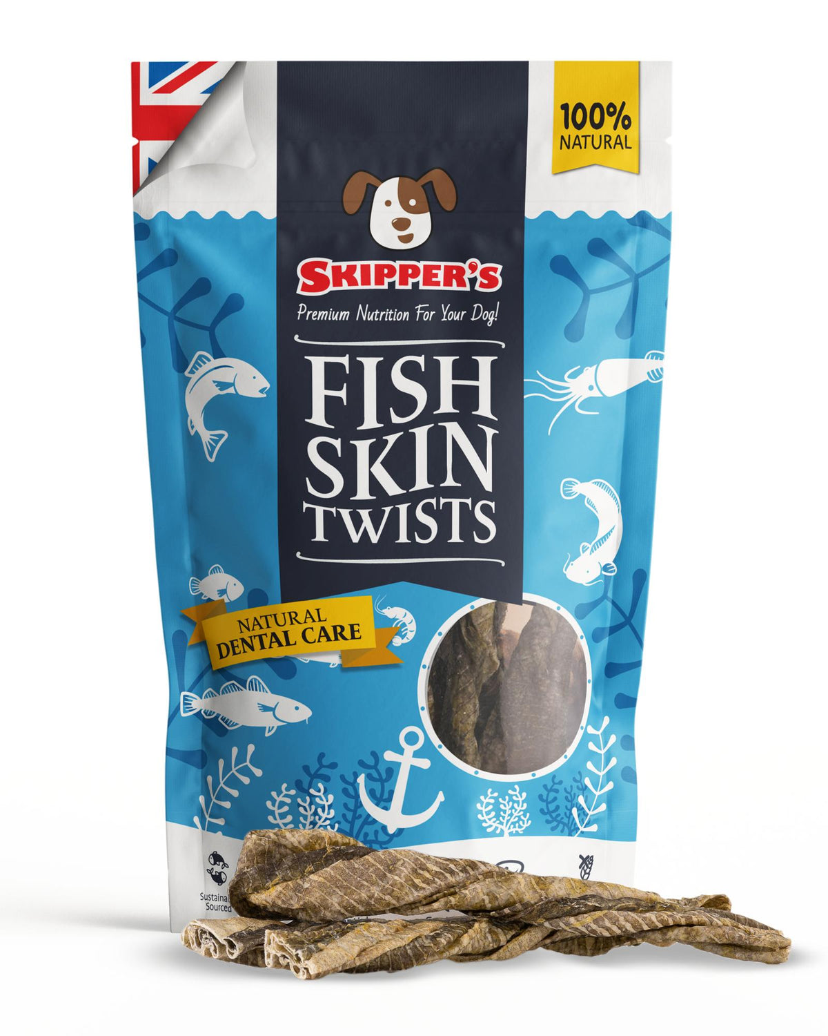 Skippers Dog Treats Fish Skin Twists Short 70g