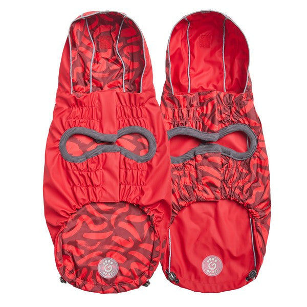 GF Pet Elasto-Fit Reversible Raincoat Red Abstract