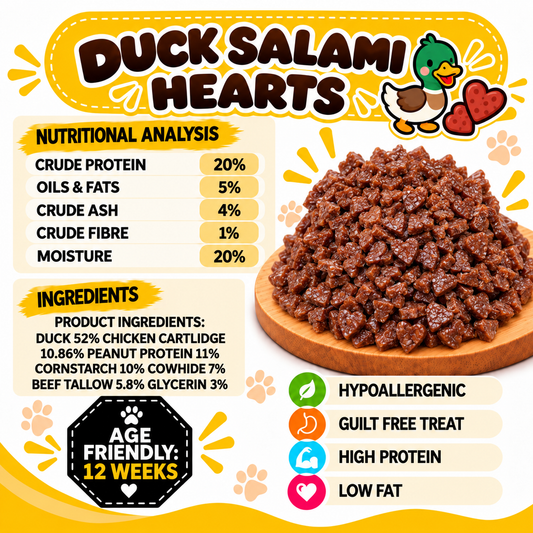 Duck Salami Hearts Dog Treats