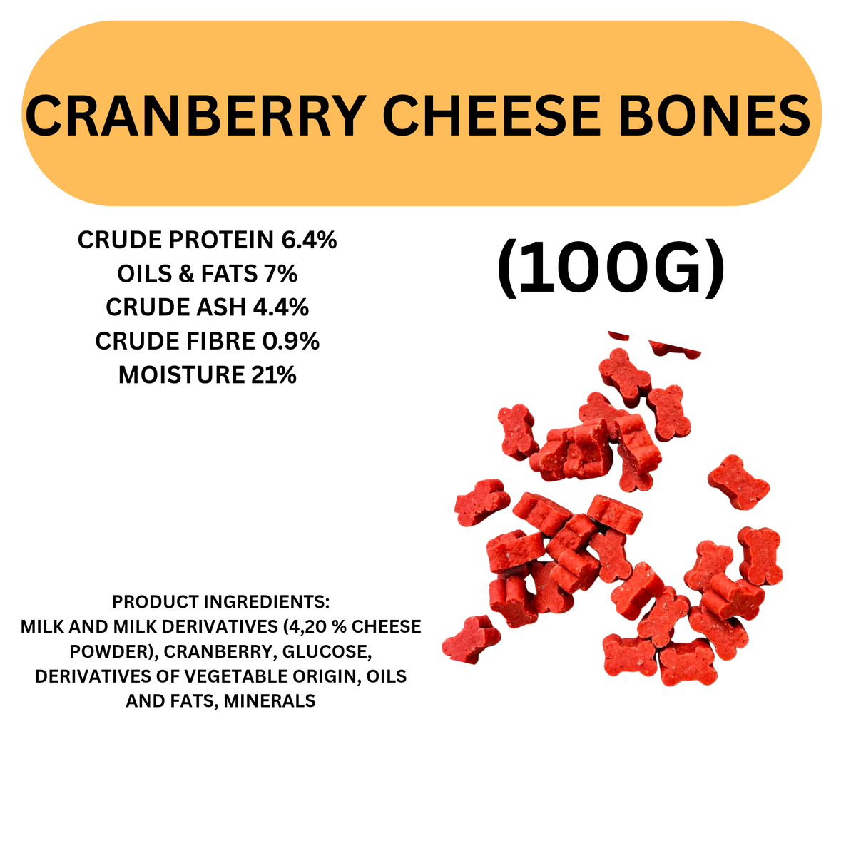 Cranberry Cheese Bones Dog Treats 100g