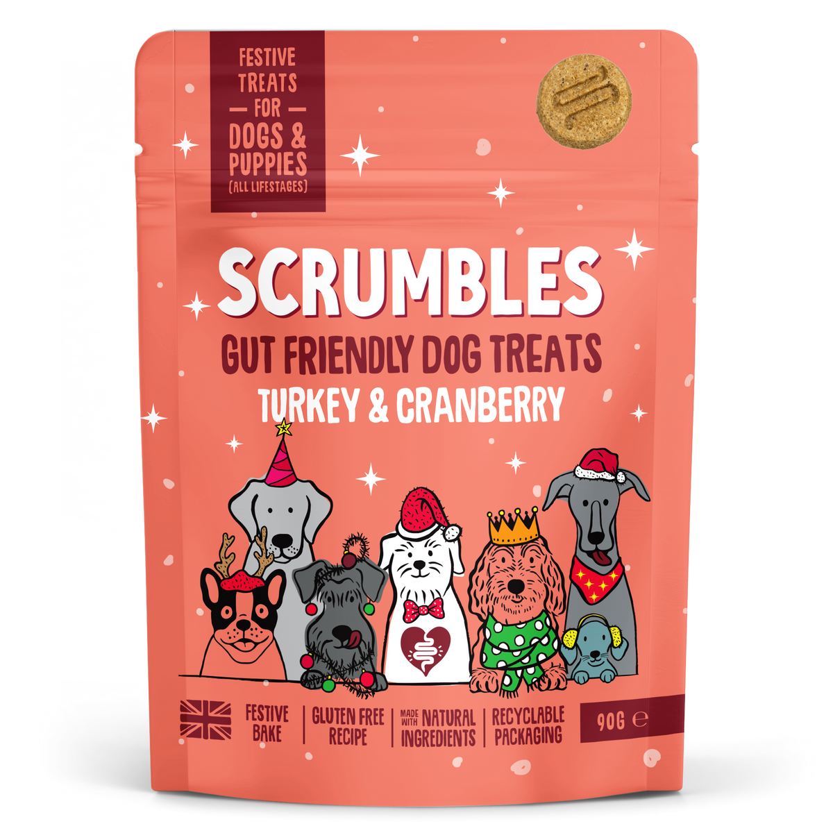 Scrumbles Christmas Turkey & Cranberry Dog Treats 90g