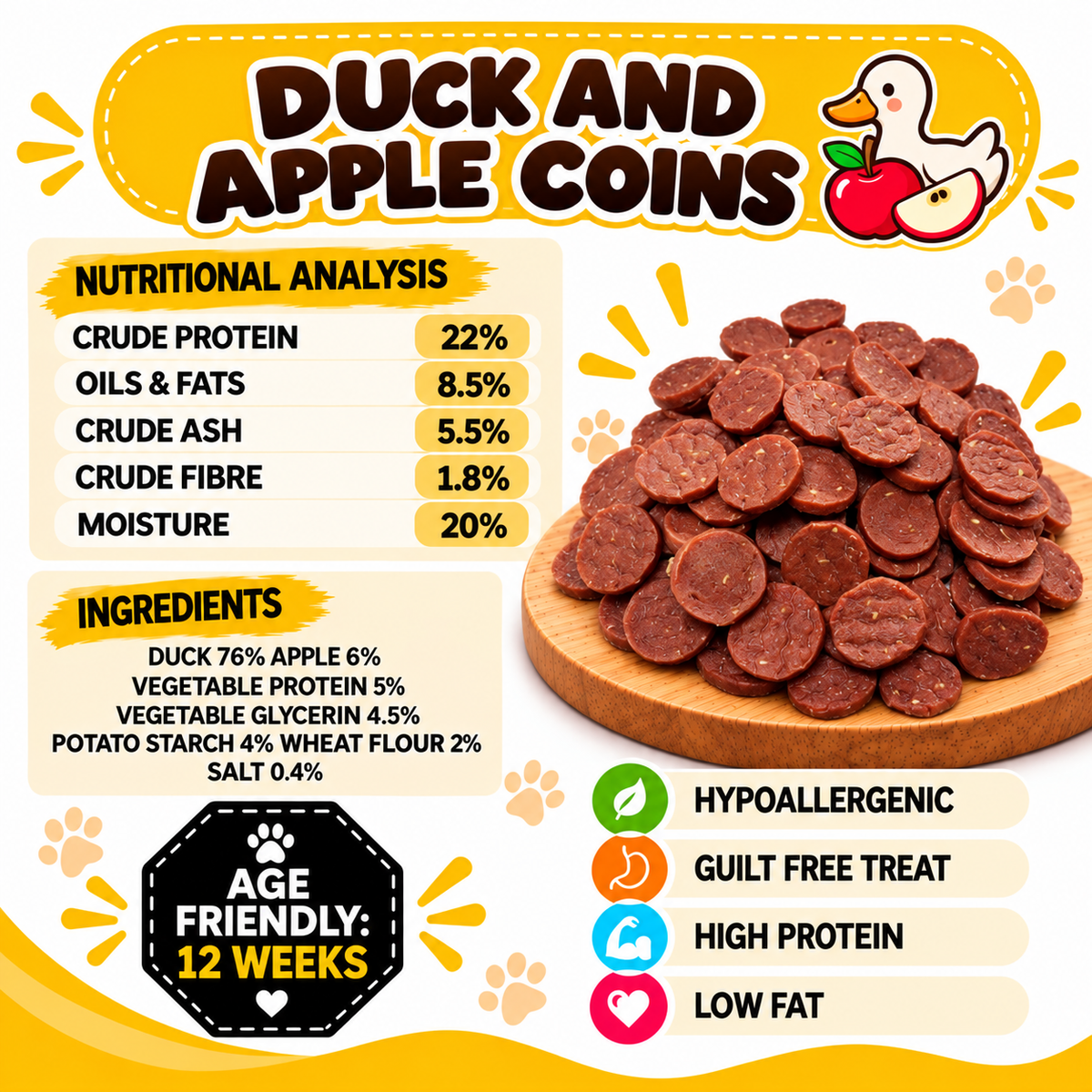 Duck & Apple Coins Dog Treats