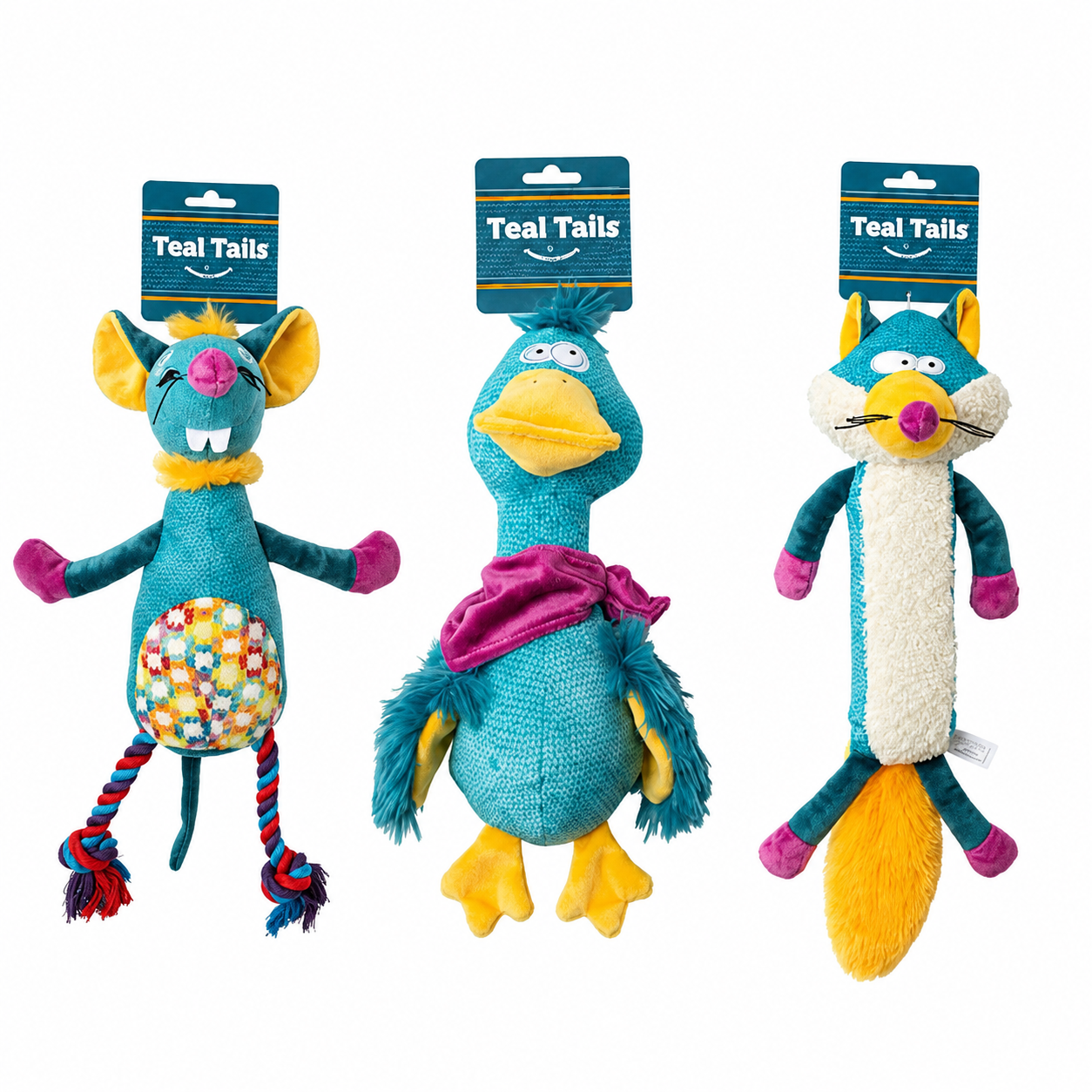 Animal Instincts Teal Tails Plush Dog Toys