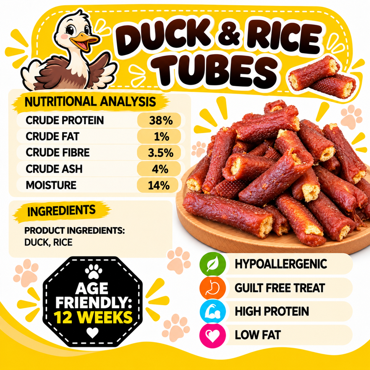 Duck & Rice Tubes Dog Treats