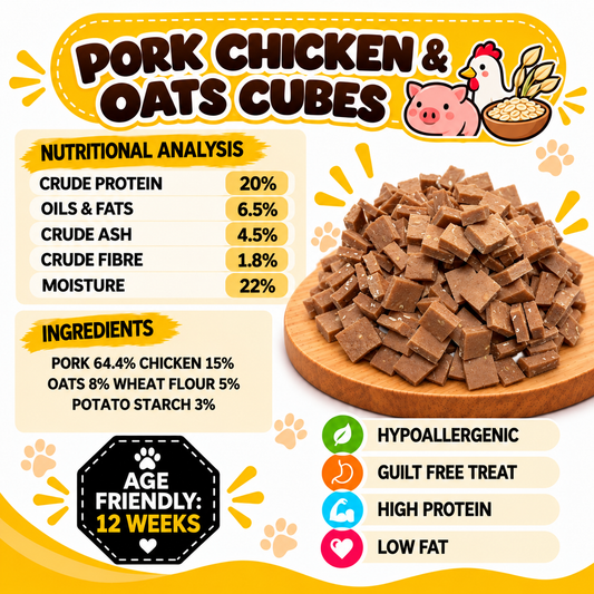 Pork, Chicken & Oats Cubes Dog Treats