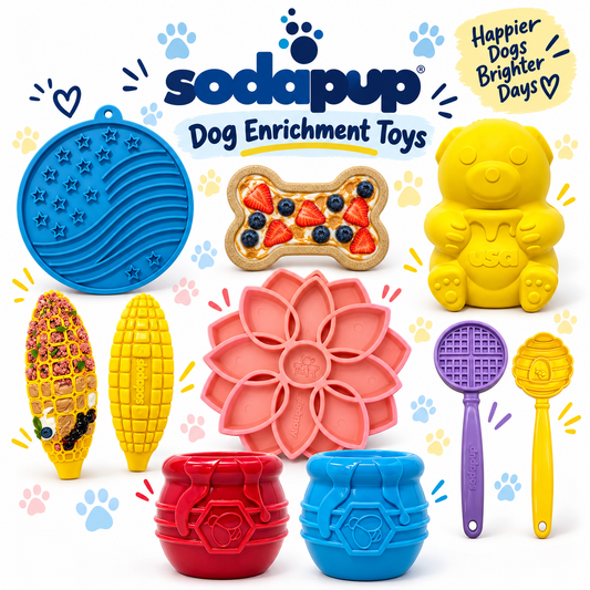 SodaPup Dog Enrichment Toys Lick Mats, Sticks and Nylon Lick Toys