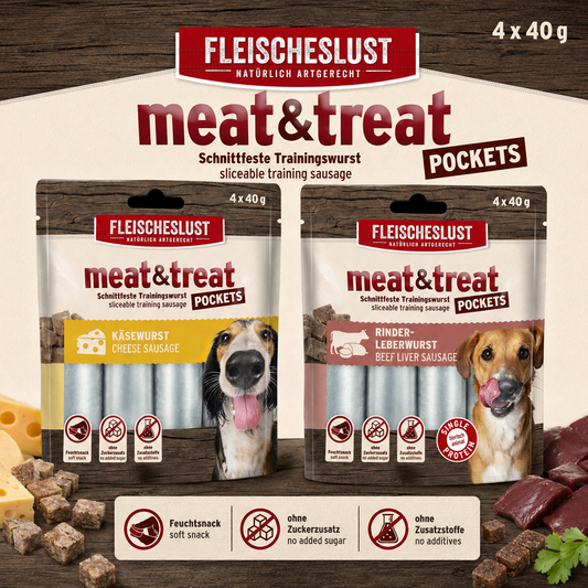 Fleischeslust Meat & Treat Pockets 4x 40g Training Sausage