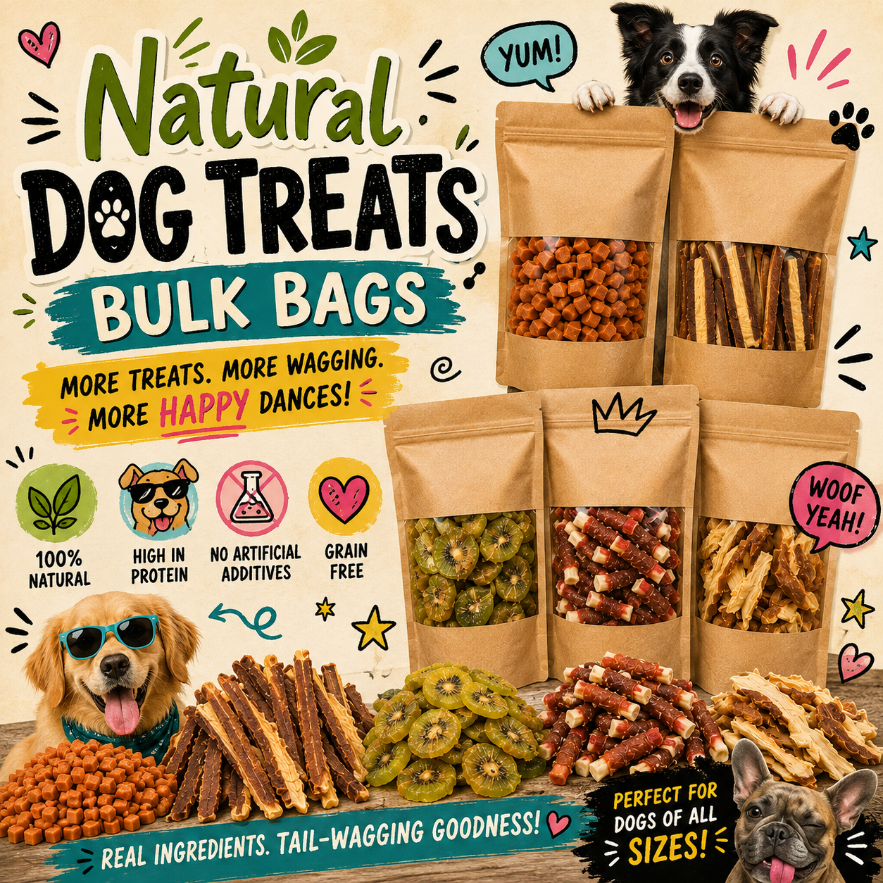 Meaty Natural Dog Treats 500g Bags