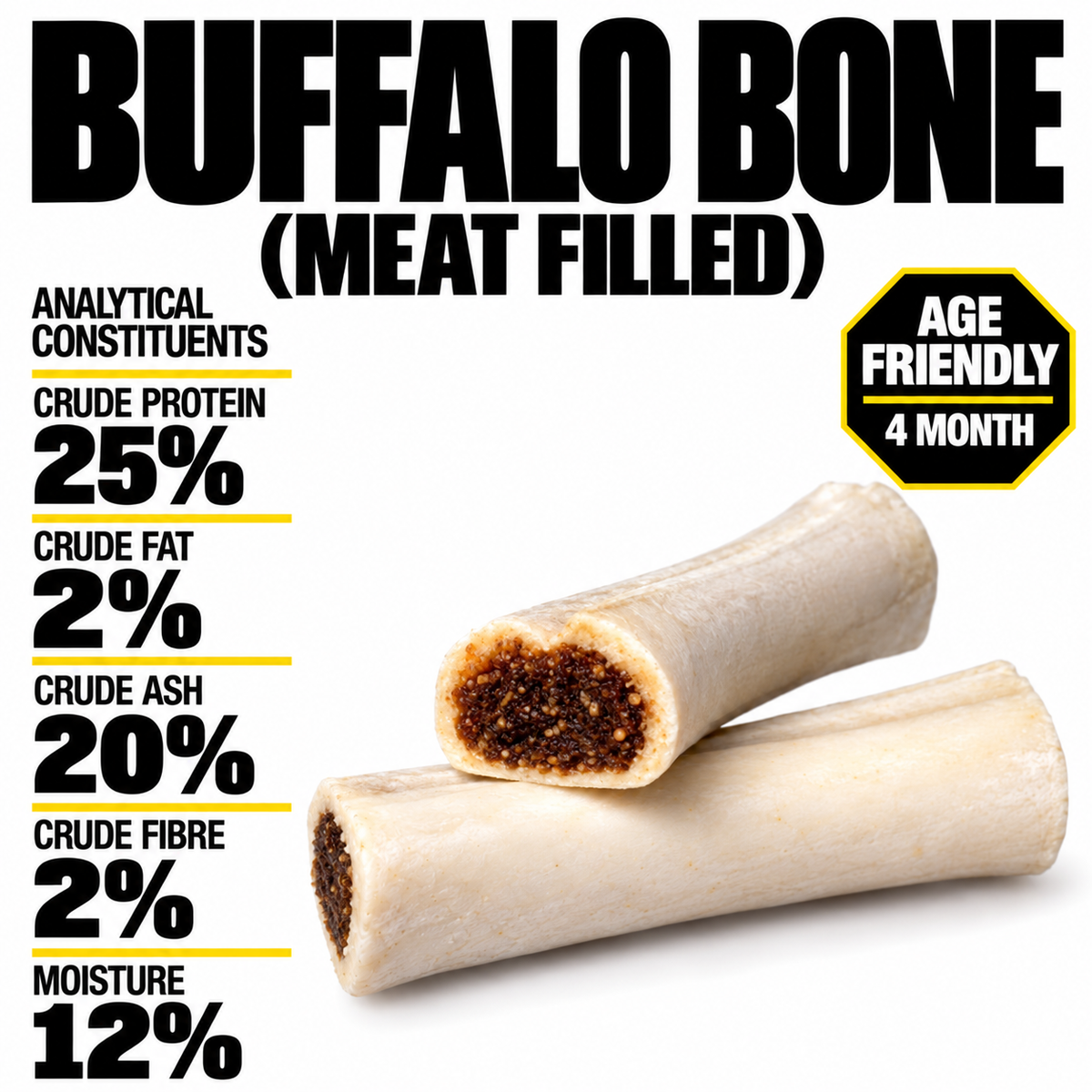 Meat Filled Buffalo Bone (single)