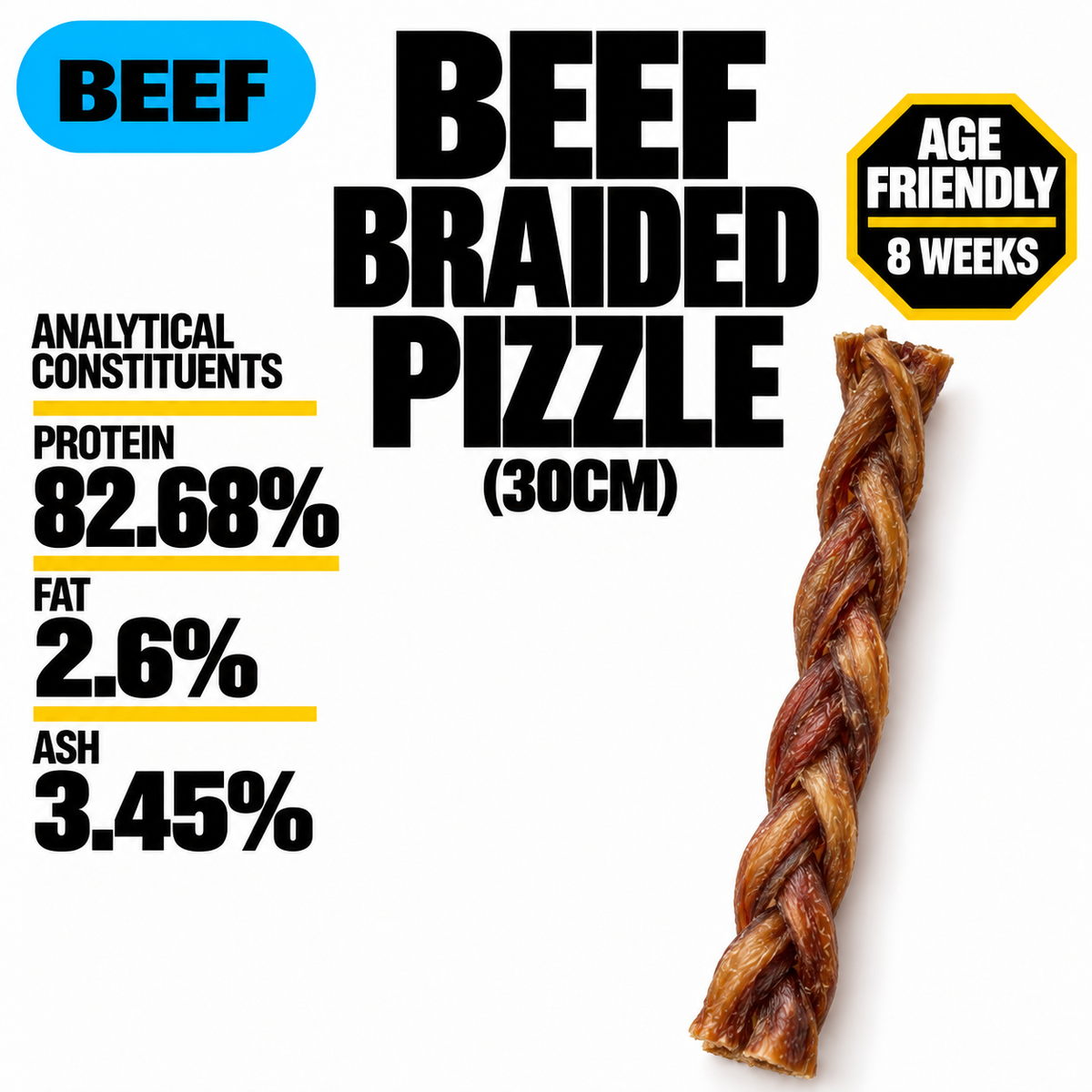 Braided Beef Pizzle 30cm (single)