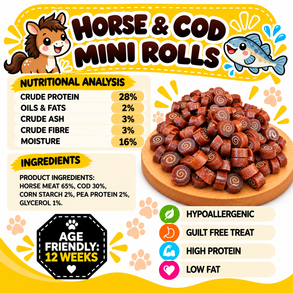 Horse & Cod Mini Cubes Dog Treats