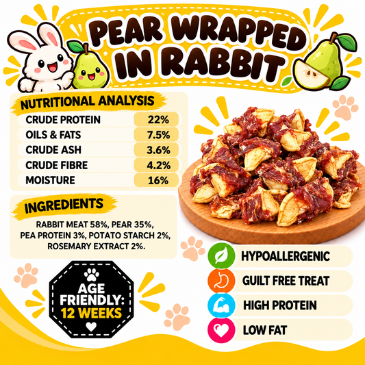 Pear Wrapped in Rabbit Dog Treats