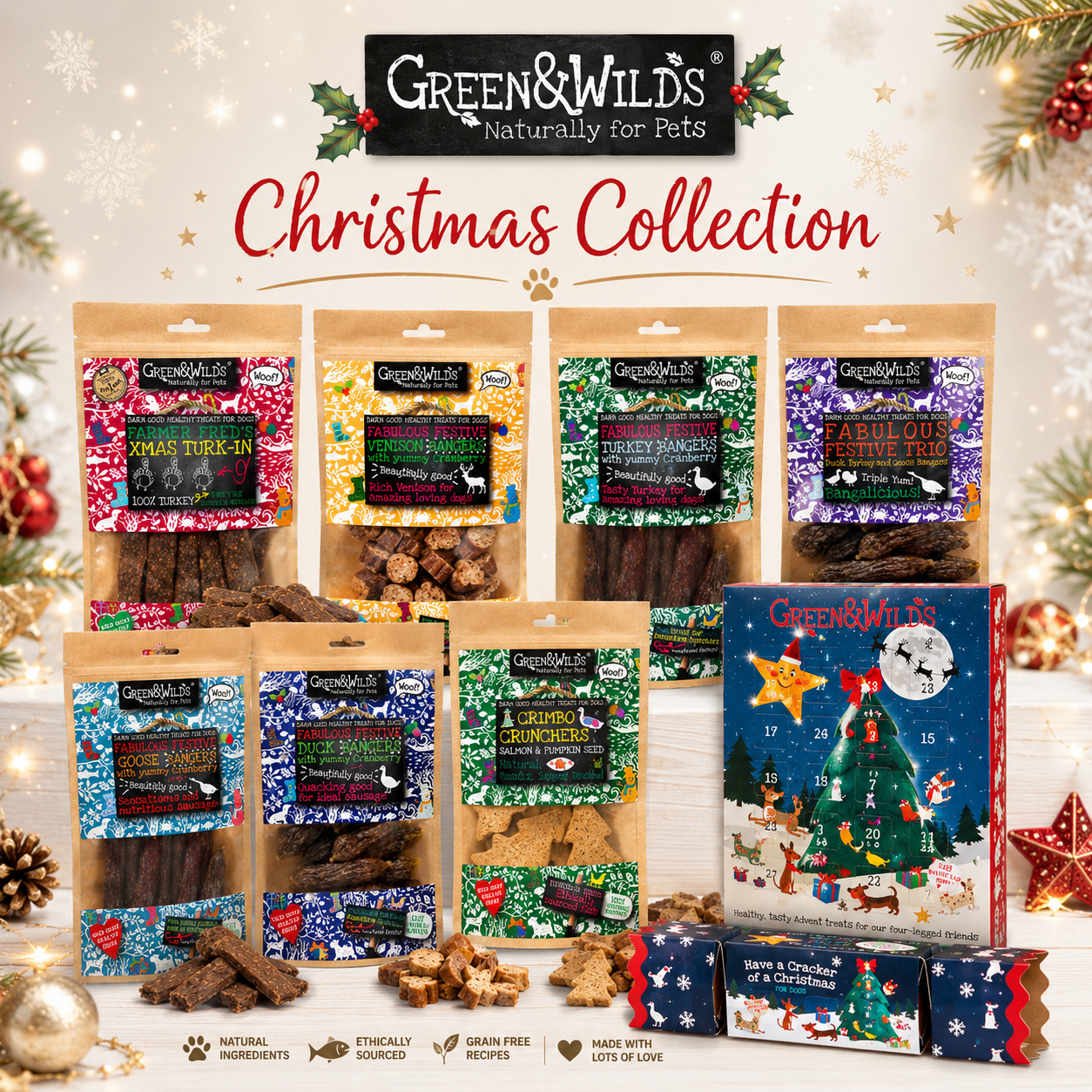Green & Wilds Dog Treats Christmas Collection