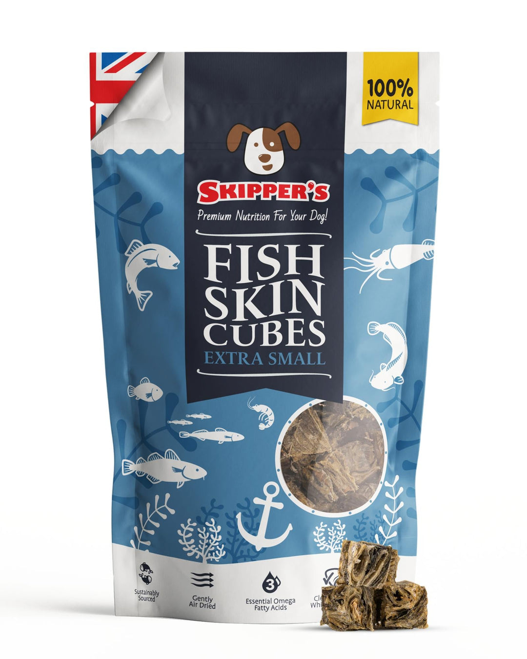 Skippers Dog Treats Fish Skin Cubes Extra Small 70g