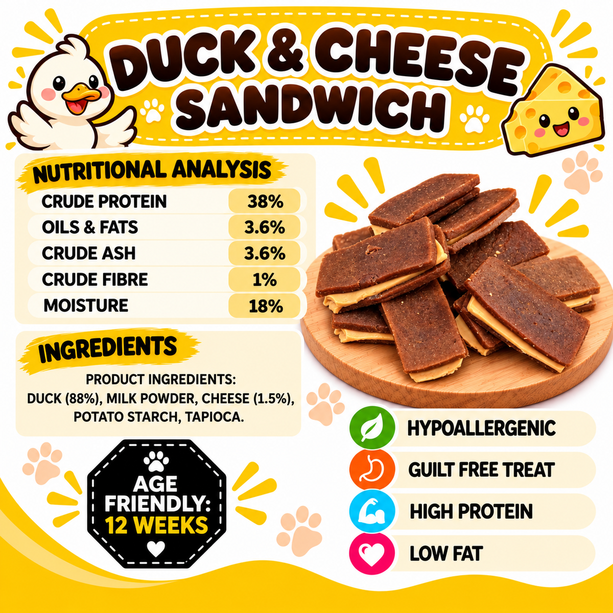 Duck & Cheese Sandwiches Dog Treats