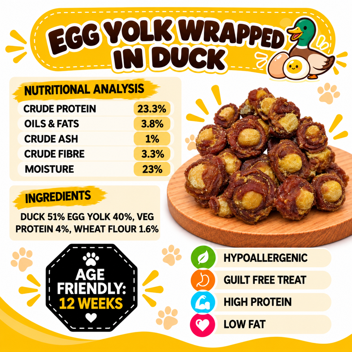 Egg Yolk Wrapped in Duck Dog Treats