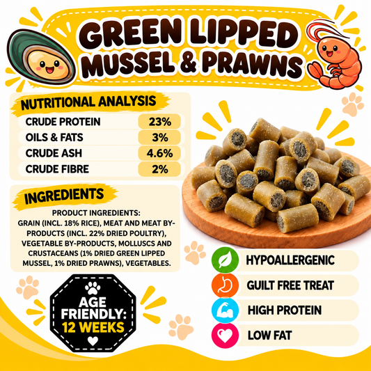 Green Lipped Mussel & Prawns Dog Treats