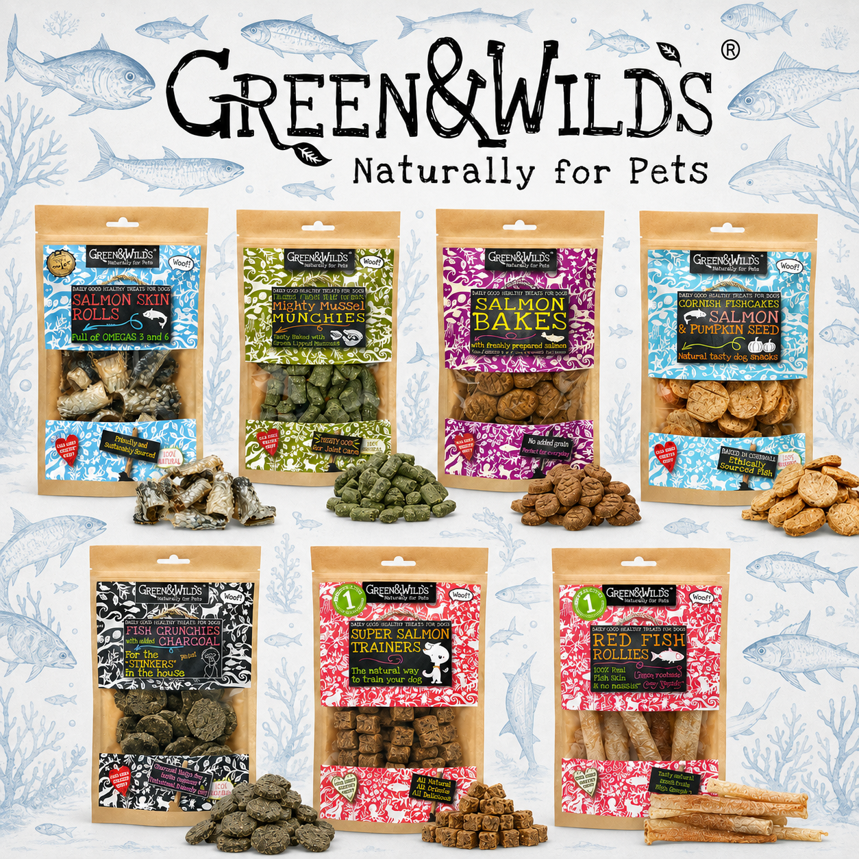 Green & Wilds Dog Treats Fish Collection
