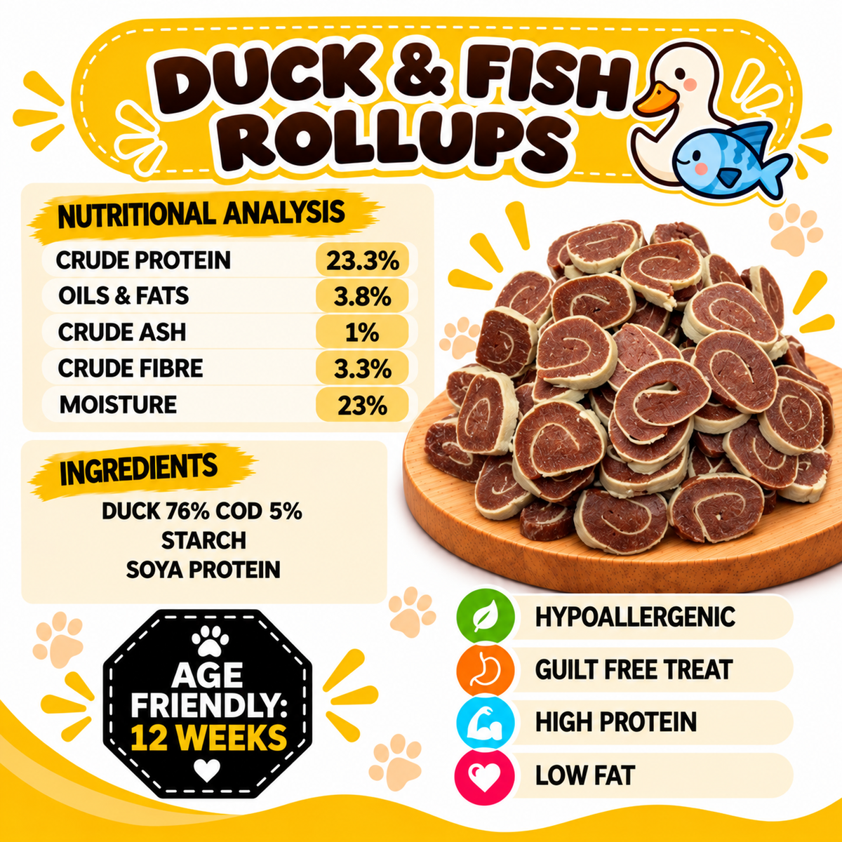 Duck & Fish Rollups Dog Treats