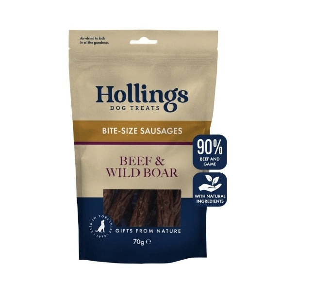 Hollings Beef & Wild Boar Sausages 70g